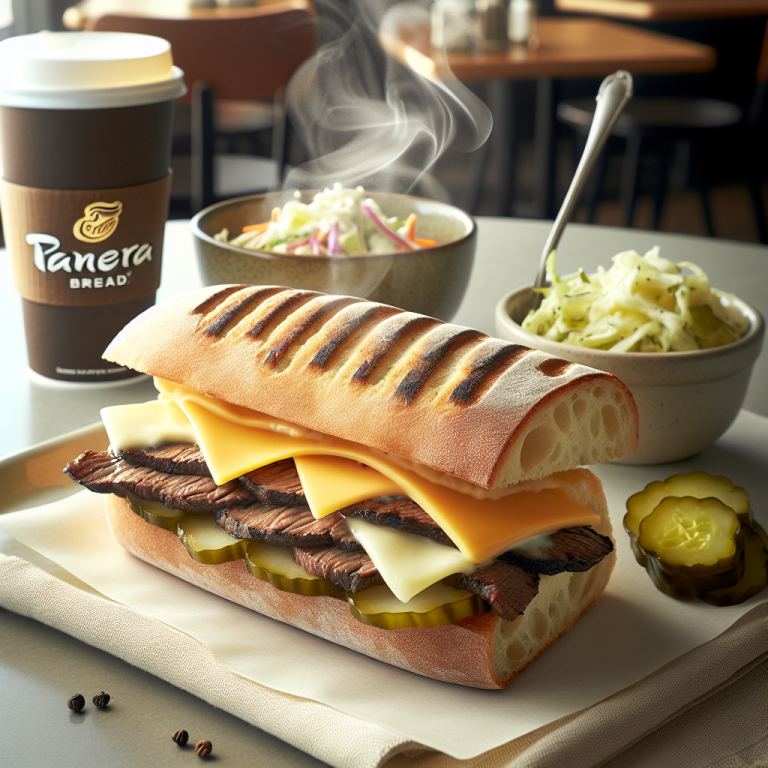 Panera Bread Steak & White Cheddar Panini On Artisan Ciabatta